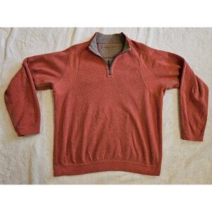 Tommy Bahama Men's Flipside Half Zip Sweater Pure Coral/Gray Reversible large